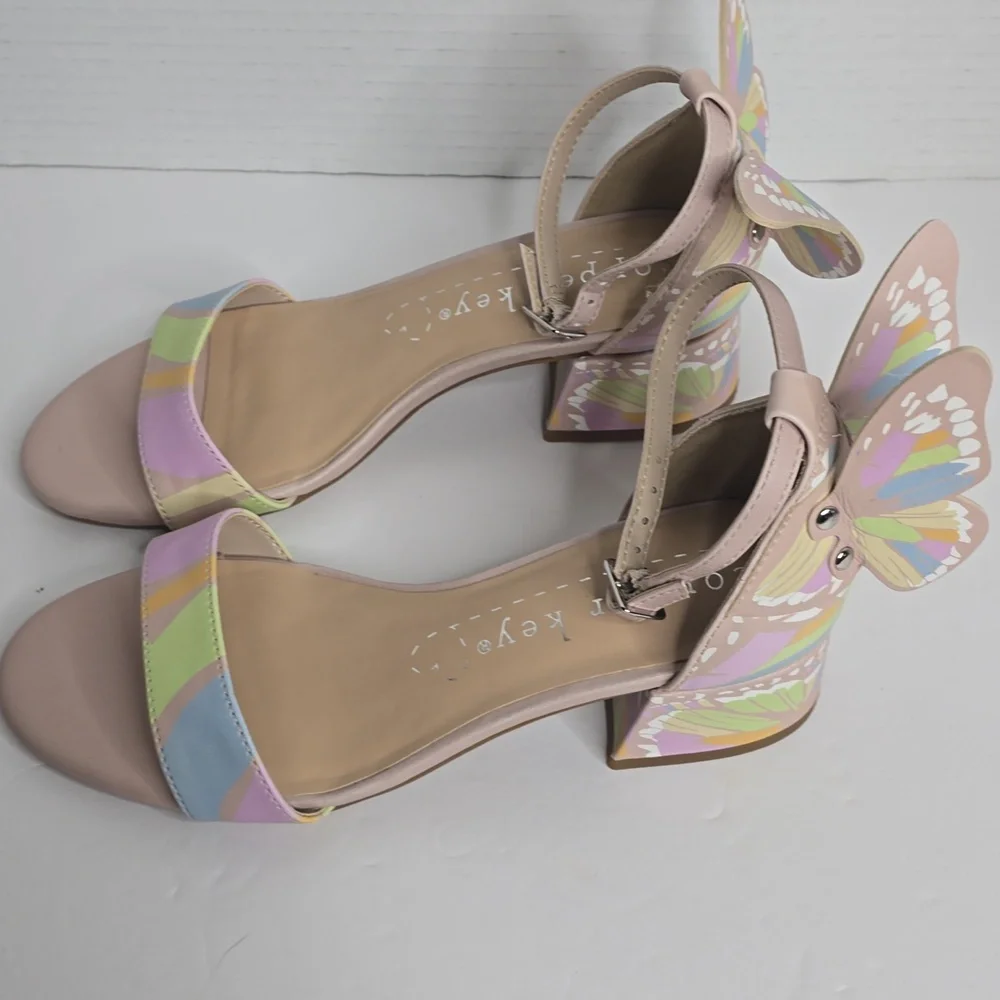Copper Key Girls Majesty Leather Butterfly Print Wing Dress Sandals 3m